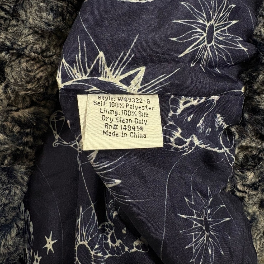 Johnny Was Rosaline Faux Fur Bomber Jacket Full Zip Silk Lined Blue Size Small - Picture 9 of 11